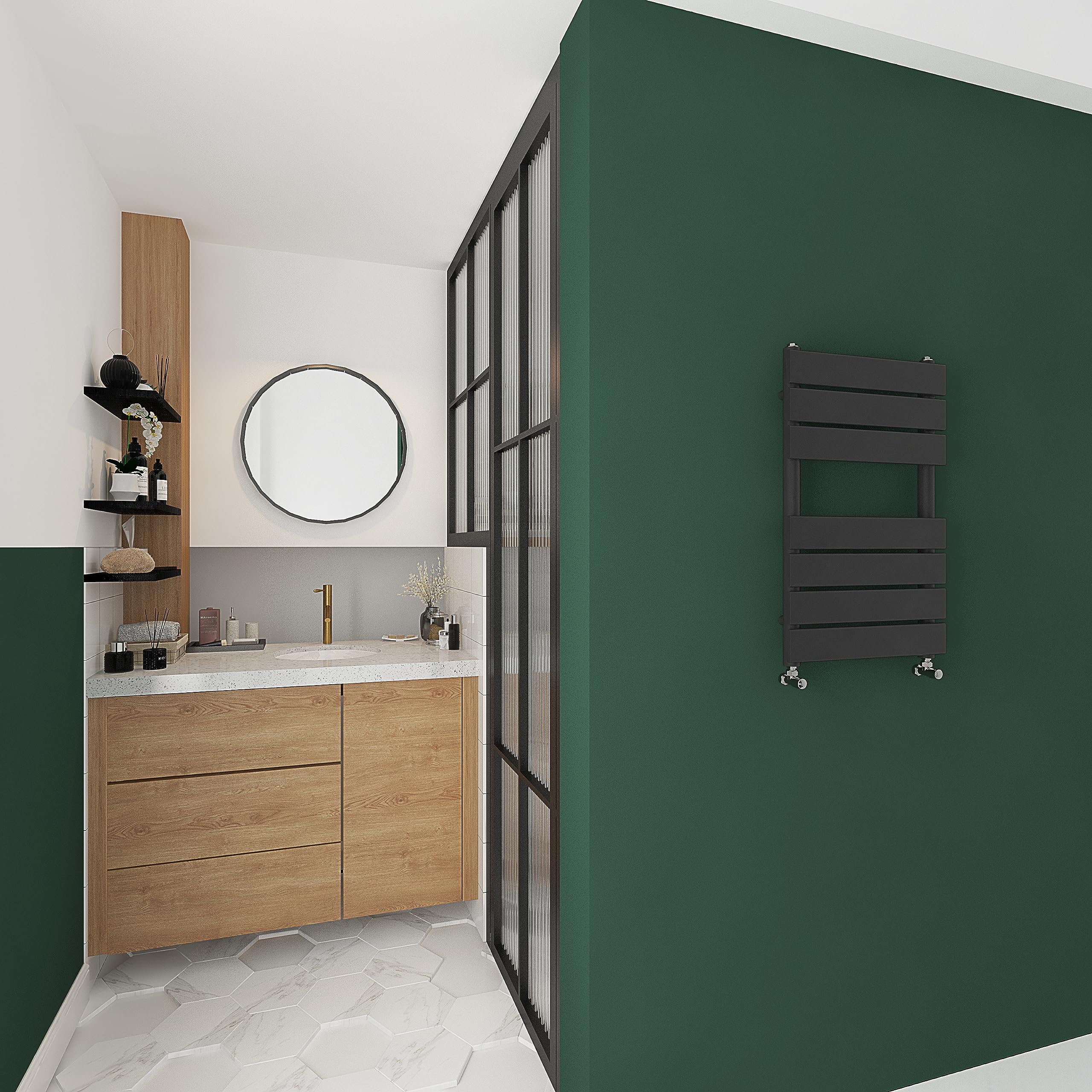 Skybathroom | 650x400mm Anthracite Towel Rail Radiators Designer Bathroom Flat Panel Heated Rad Ladder