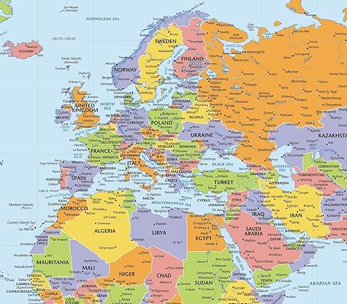 Miniatura 3 de Mapa del mundo, despegar y pegar, autoadhesivo, extraíble, reposicionable, clásico mapa de pared grande (36 x 24 pulgadas)