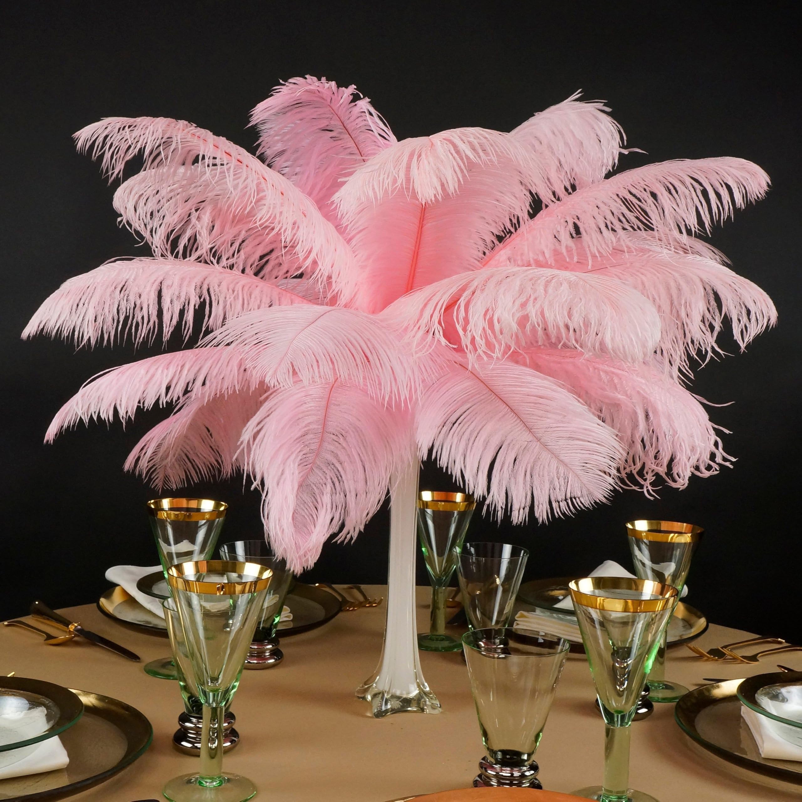 Piume di Struzzo 10 Pezzi di Piume Struzzo 15-55 cm Bianco Rosa Nero pennacchi for la Decorazione della Festa Nuziale Artigianato Fai da Te Materiale Lampada(Pink2,50-55cm)