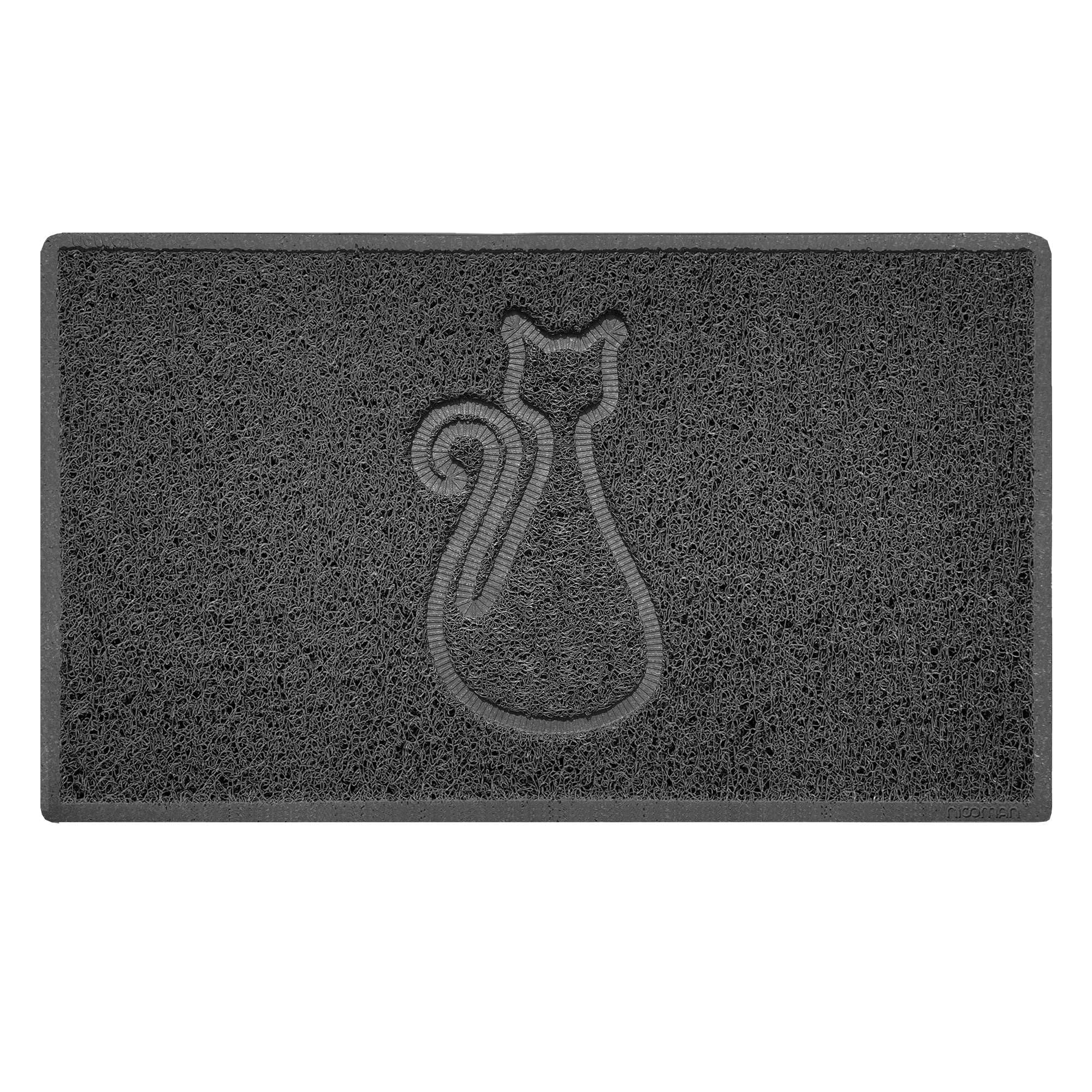 Nicoman Cat Embossed Shape Door Mat Dirt-Trapper Washable Barrier Doormat-Dark Grey (Watertight Rubber-Back)-Medium (75x44cm)