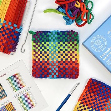 Friendly Loom 7 Traditional Potholder Weaving Kit | Sturdy Metal Loom and Quality Cotton Weaving Loops in Rainbow Colors | Complete Kit to Weave 2 Functional Potholders | Made in the USA