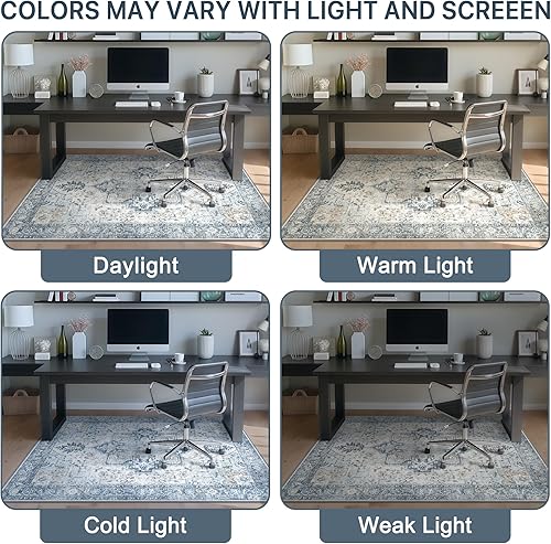 Miniatura 51 de Tapete para silla de oficina y suelo de azulejos de madera dura, para debajo del escritorio, de vinilo fino, lavable a máquina y antideslizante