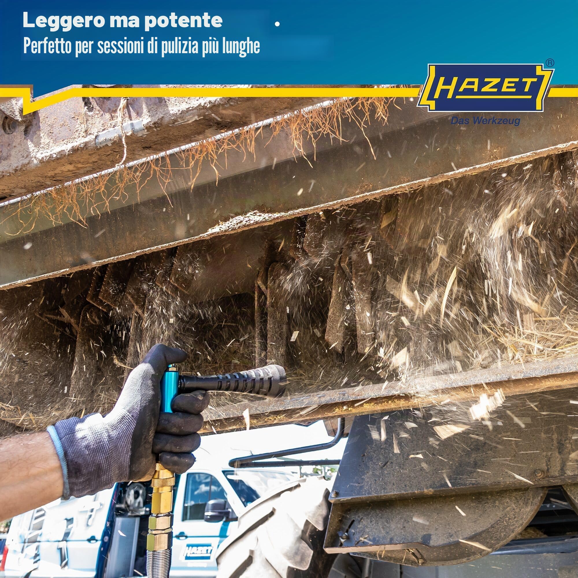 HAZET turbo air gun 9040T-1, ugello a turbina che genera un potente impulso daria, pressione di esercizio di 6 bar con impugnatura ergonomica, per la rimozione rapida di trucioli