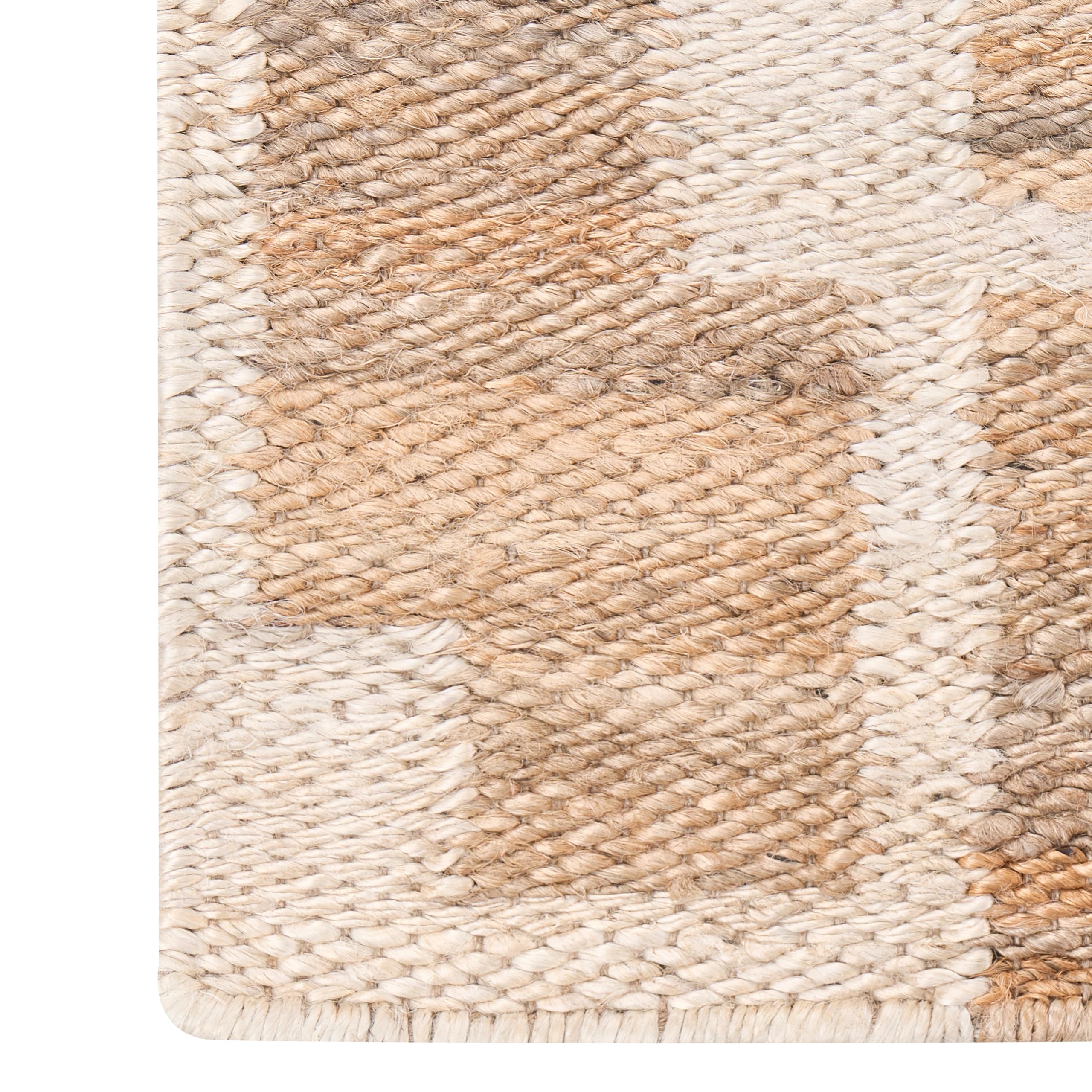 Chodnik z juty prostokątny z wzorem 80 x 300 cm pleciony rustykalny salon sypialnia jasnobeżowy Gondia