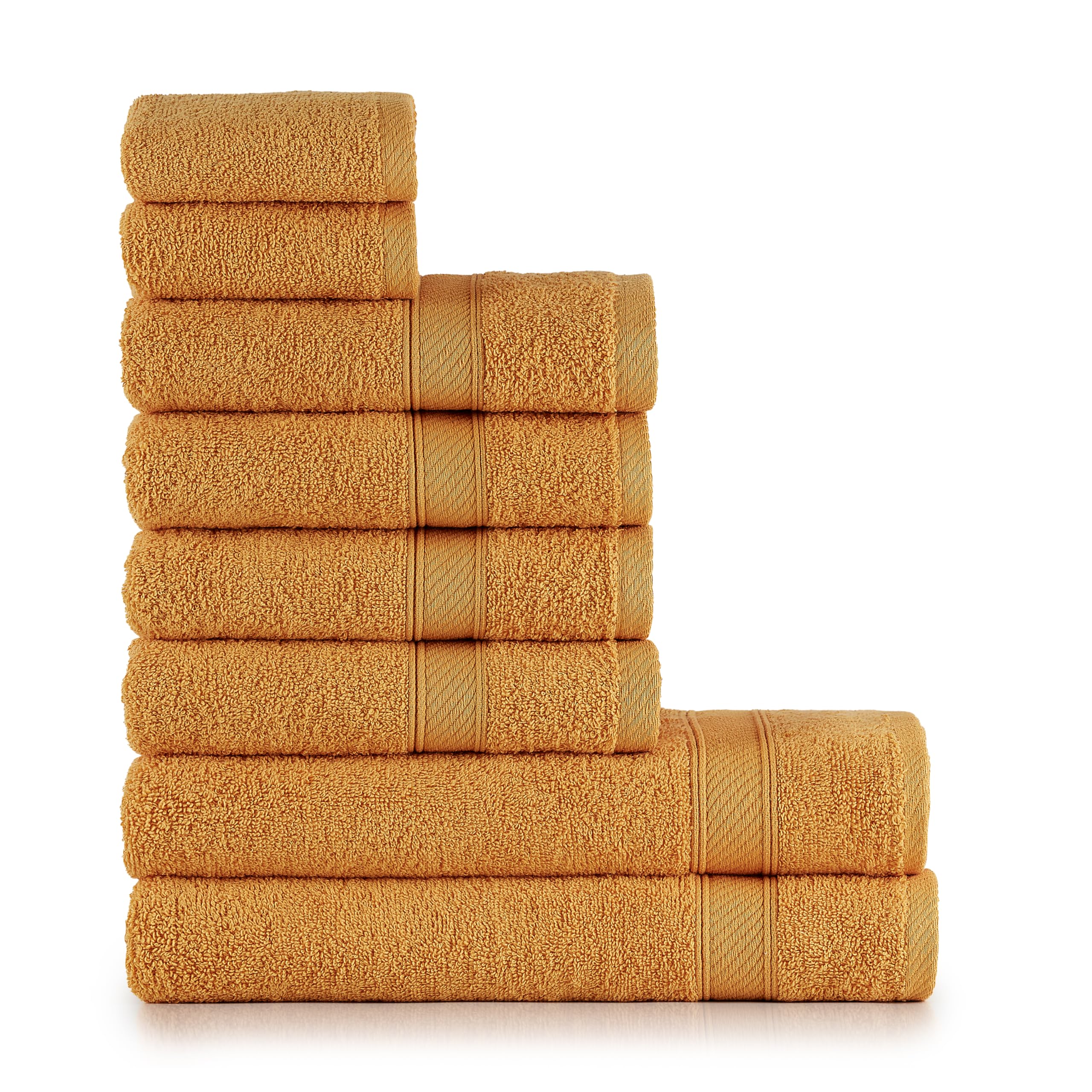 nottoc Juego de toallas de mano naranja 8 piezas, 2 toallas de baño de 70 x 140 cm, 4 toallas de mano de 50 x 90 cm + 2 toallas de invitados de 30 x 50 cm, toallas de mano con colgador, 100% algodón