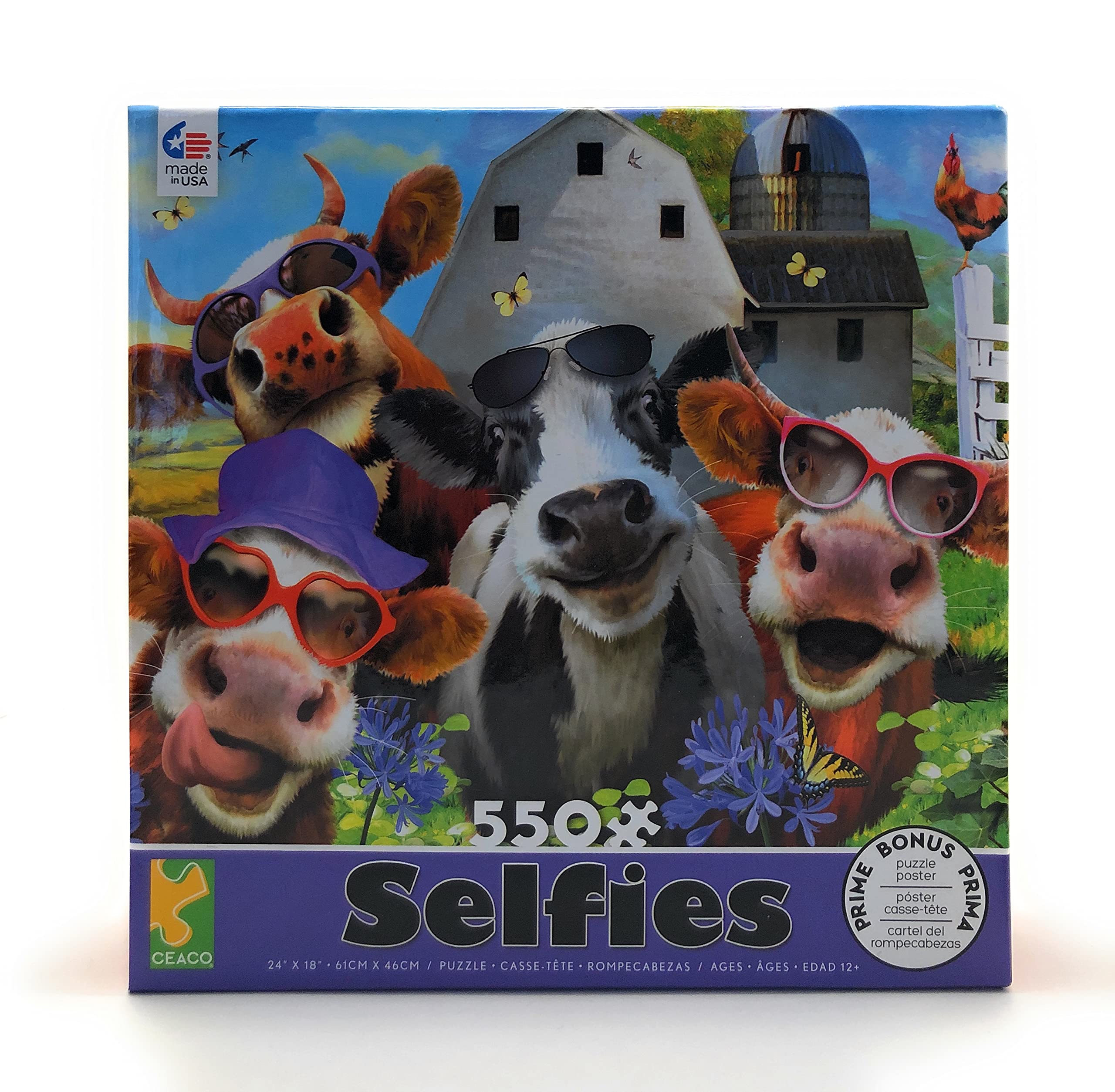 Ceaco Selfies African Sun 550-Piece Jigsaw Puzzle - Colorful Animal Photo Fun, 24x18 Inches - View #7