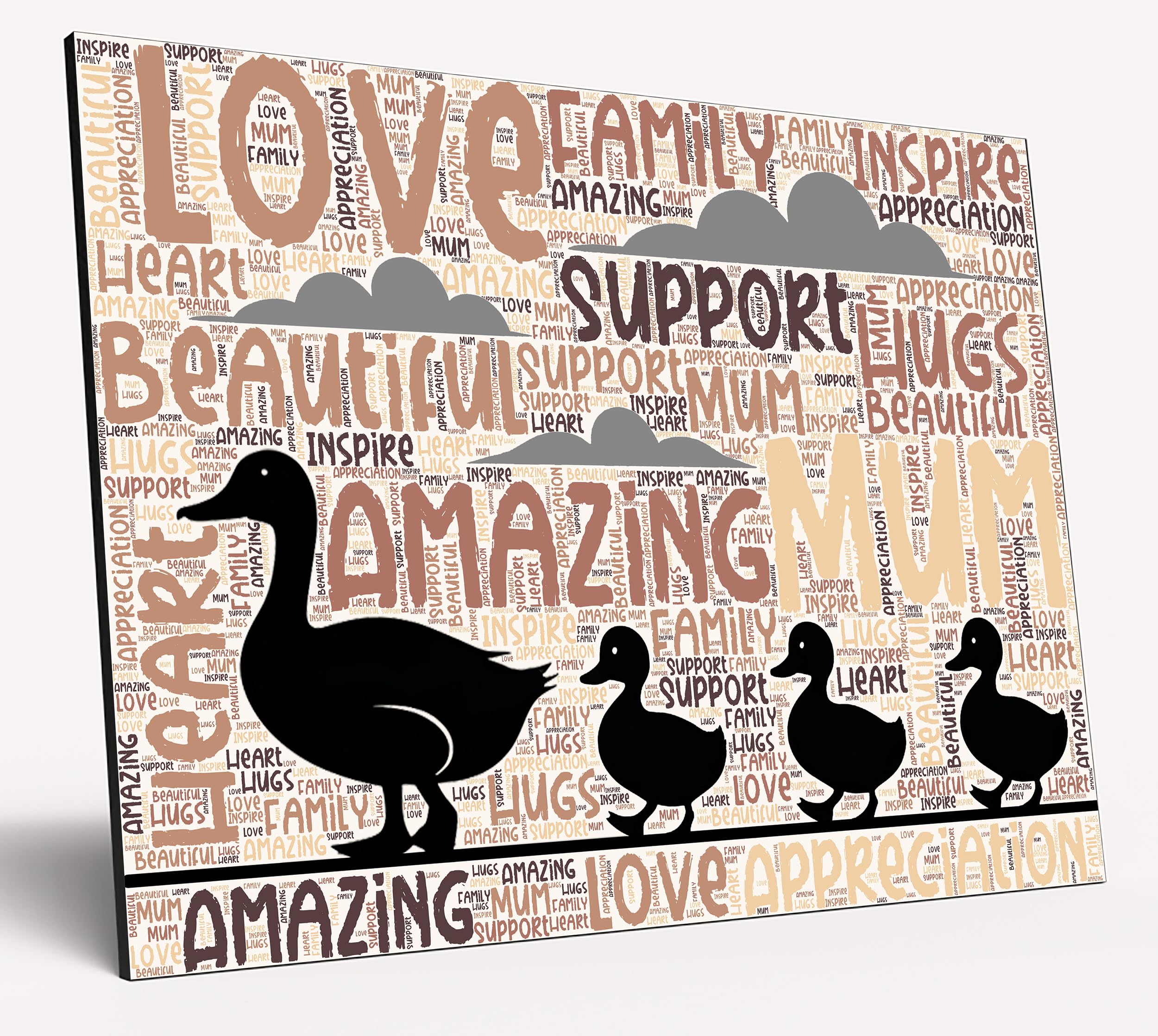 The Plum Penguin Mama Ducks Personalised Wooden Word Cloud Wall Art A4 Photo Print Gift For Her Mother’s Day Mum From Kids