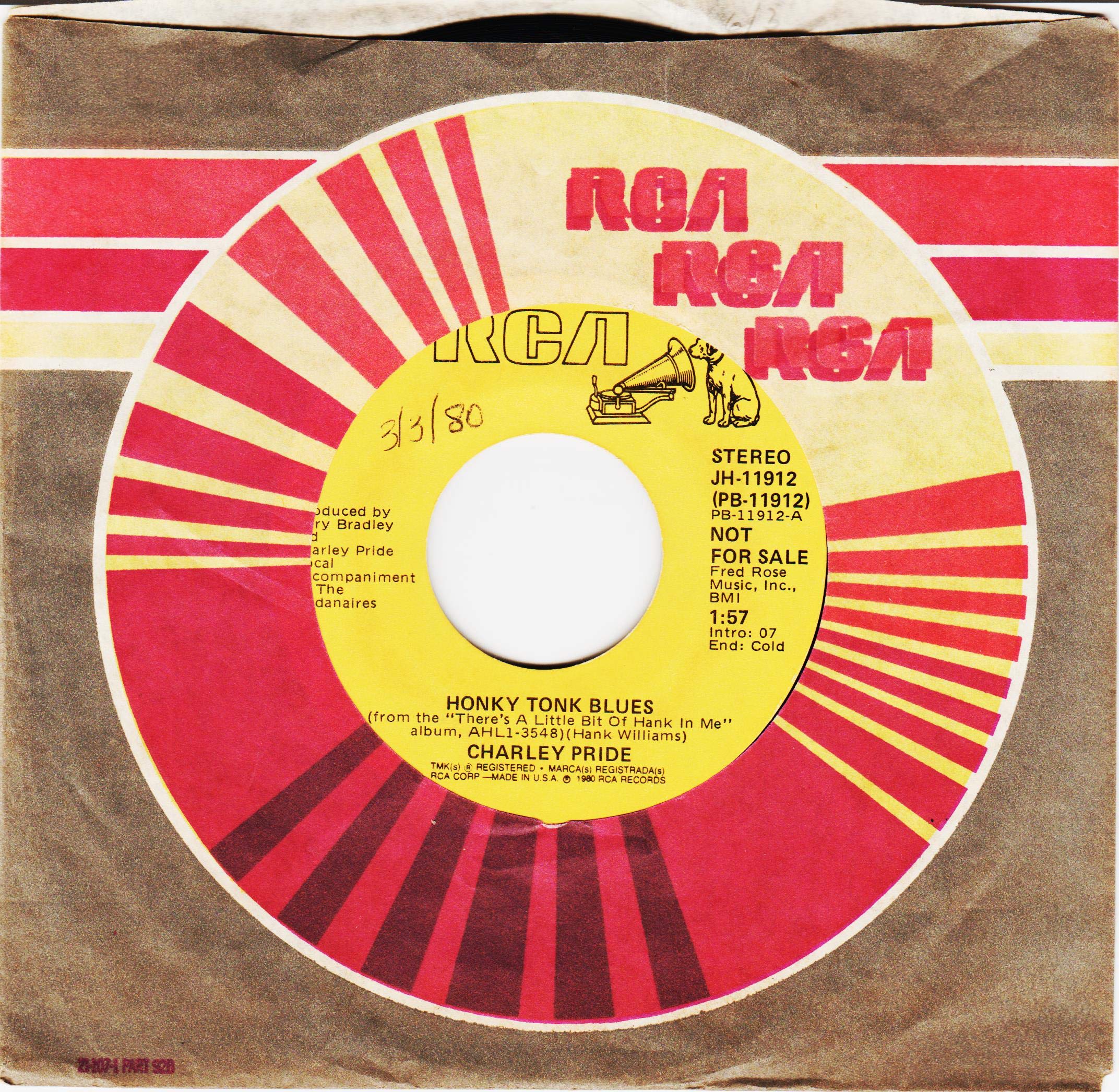 HONKY TONK BLUES 7 INCH (7" VINYL 45) US RCA 1980
