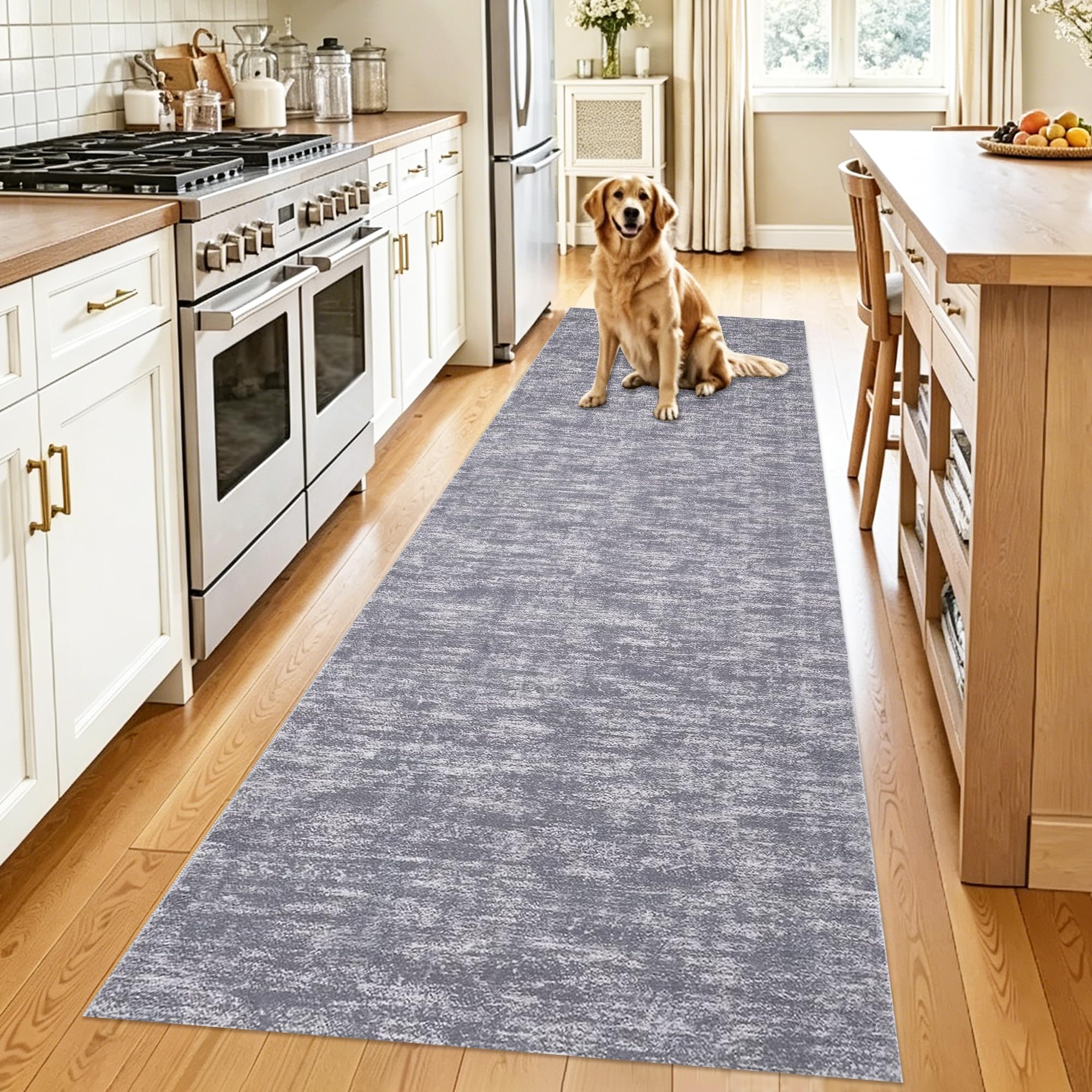 Tappeto passatoia per corridoio, 60 x 250 cm Grigio Tappeto Lavabile da Cucina, Alfombra de Entrada, Camera da Letto Alfombra de Pasarela de la Sala de Estar, Alfombra Corredor Lunga per Ingresso