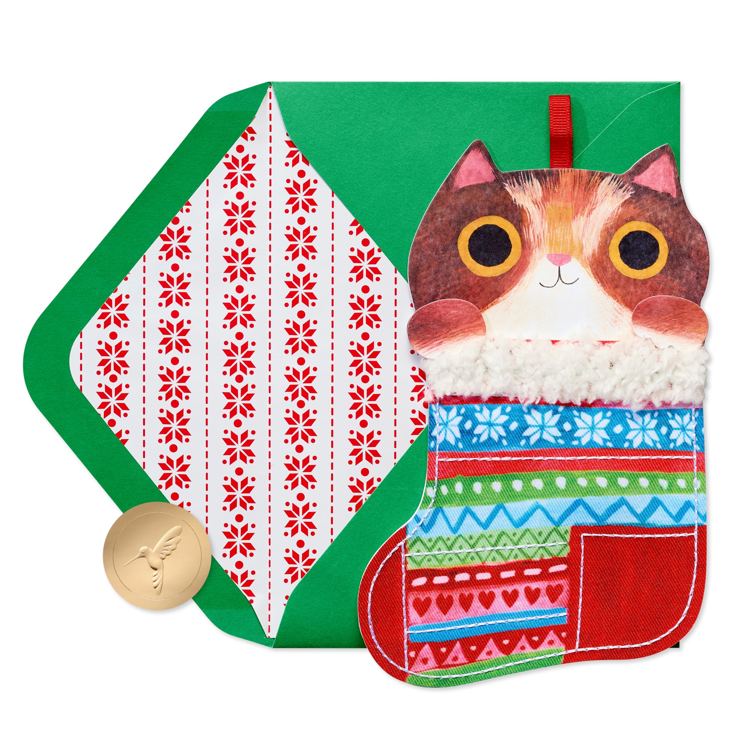 Papyrus Playful Cat Christmas Card for Kids - Perfect for Son, Daughter or Grandchild (Meowy Christmas)