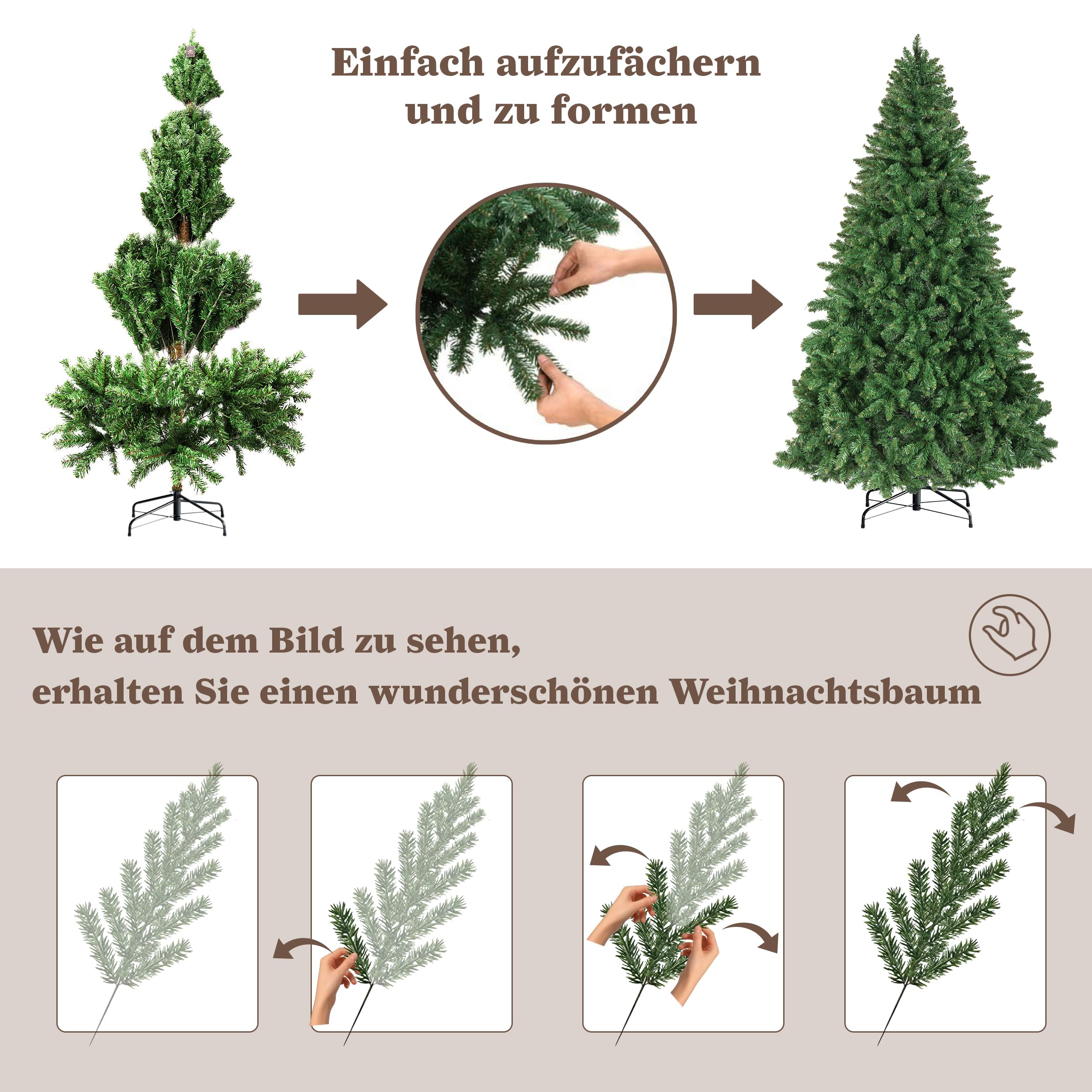 Amazon.de: Knstlicher Weihnachtsbaum,100% Spritzguss Premium Tannenbaum  naturgetreu inkl,Weihnachtsbaum mit Beleuchtung & aus1500 PVC Spitzen, mit  ...