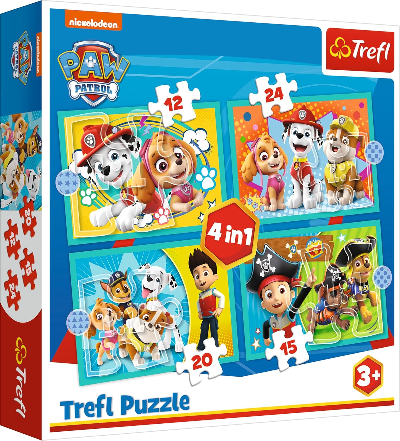 Trefl TR34346 Das lustige Team PAW Patrol von 12 bis 24 Teilen, 4 Sets, für Kinder ab 3 Jahren Puzzle, Multicoloured