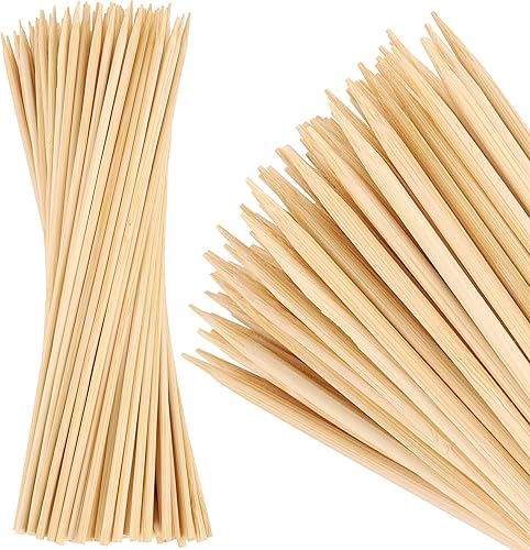Vista 20 de MalloMe Pinchos de bambú XL de 8 pulgadas, 100 unidades, palitos de bambú de 0.157 pulgadas de grosor, brochetas de madera resistentes para asar a