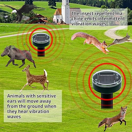 Miniatura 4 de Repelente solar mejorado de topos para césped, repelente ultrasónico, repelente de topos, disuasorio, repelente de serpientes, repelente de topos,