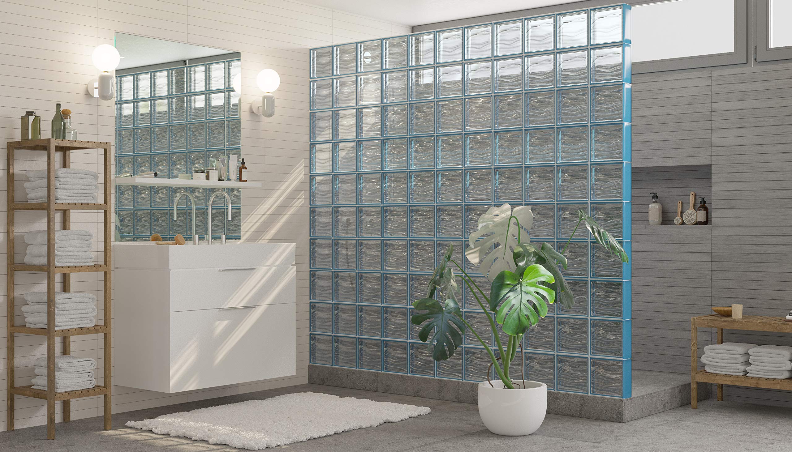 Bloque de vidrio Bormioli Rocco Agua Reflejos Indigo | cm 19x19x8 | Unidad de venta 1 caja de 6 pzas