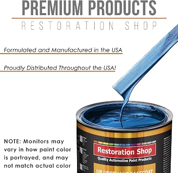 Restoration Shop Fiji Blue Urethane Basecoat Auto Paint - Fast Gallon Kit | Includes Clearcoat for Professional High Gloss Automotive Metallic Paint, Car, Truck Refinish Coating