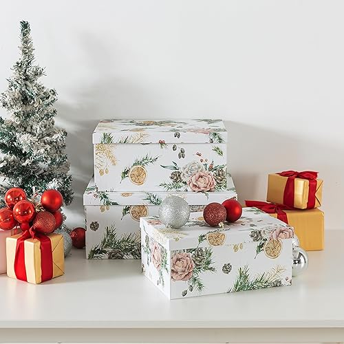 Miniatura 48 de Soul & Lane Cajas de almacenamiento de cartón decorativas con tapas para decoración y organización del hogar, juego de 3 cajas grandes de recuerdo