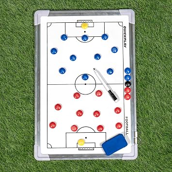 QuickPlay Soccer Coaching Magnetic Whiteboard Double Sided 12x16 in - Magnetic Soccer Tactics Board with Full and Half Field Layout, Dry Erase Coach Board with Magnets