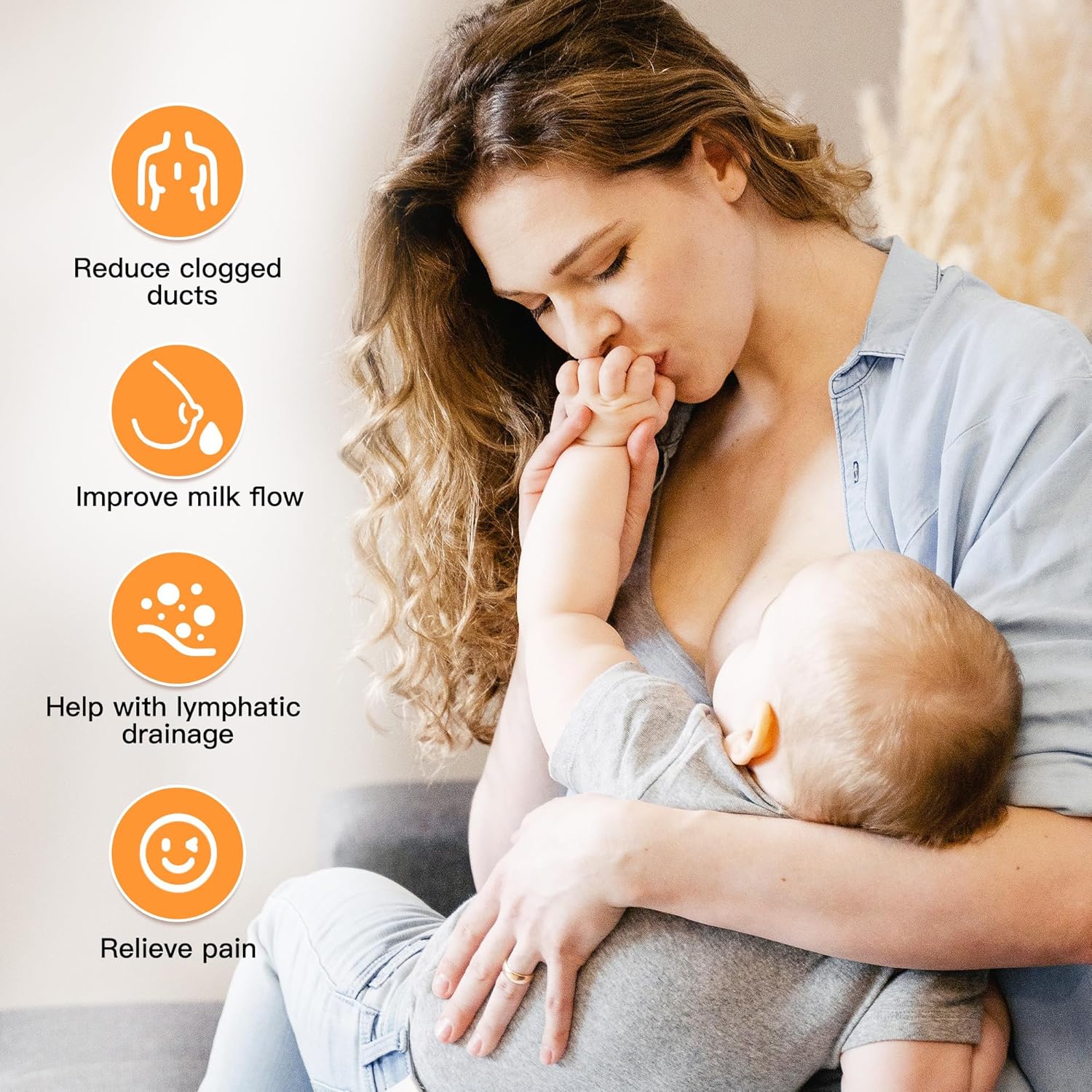 Lactation Massager with Vibration, Breastfeeding Massager for Clogged Milk Ducts, Better Milk Flow, Engorged Breast Relief, New Moms Essentials