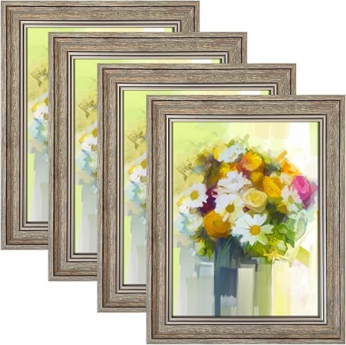 Miniatura 10 de LUCKYLIFE Juego de 4 portarretratos de 8 x 10 pulgadas, color marrón rústico para colgar en la mesa o en la pared Marrón,Bronce,Mezcla de