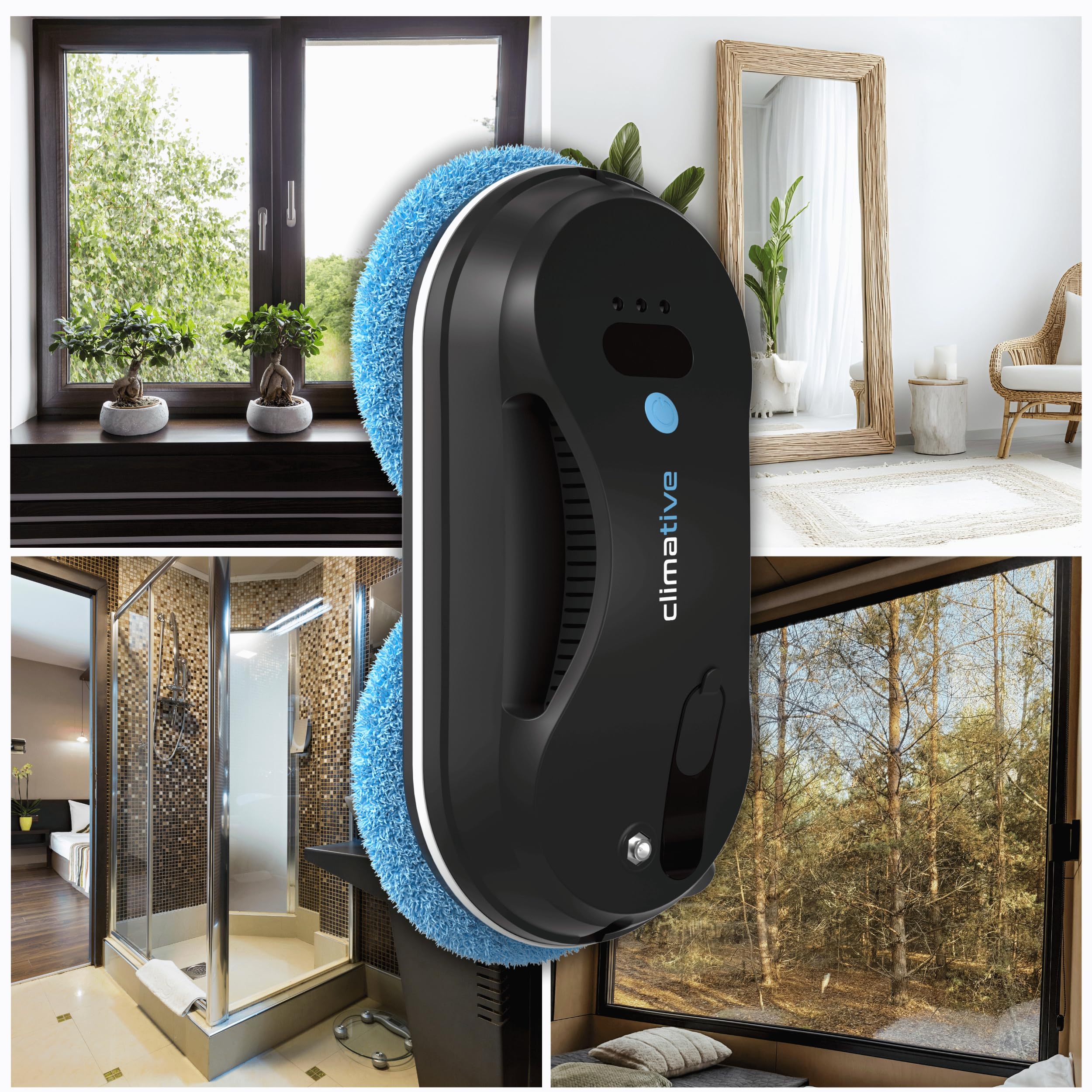 Fensterputzroboter mit Ultraschall-Sprühfunktion, 6600Pa, USV-Sturzsicherung, Kantenerkennung, Hochhausfenster, WiFi Smarte App, Fensterroboter, Fenstersauger, Fensterreiniger, Glasreiniger, 10 Pads