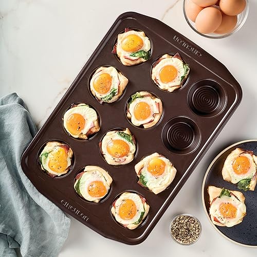 Miniatura 7 de Circulon Moldes antiadherentes para panecillos de 12 tazas, marrón, acero