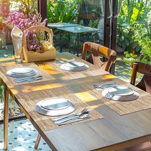 Miniatura 4 de 100 manteles individuales desechables de papel impreso de arpillera de 11.02 x 13.8 pulgadas, manteles individuales rectangulares desechables de