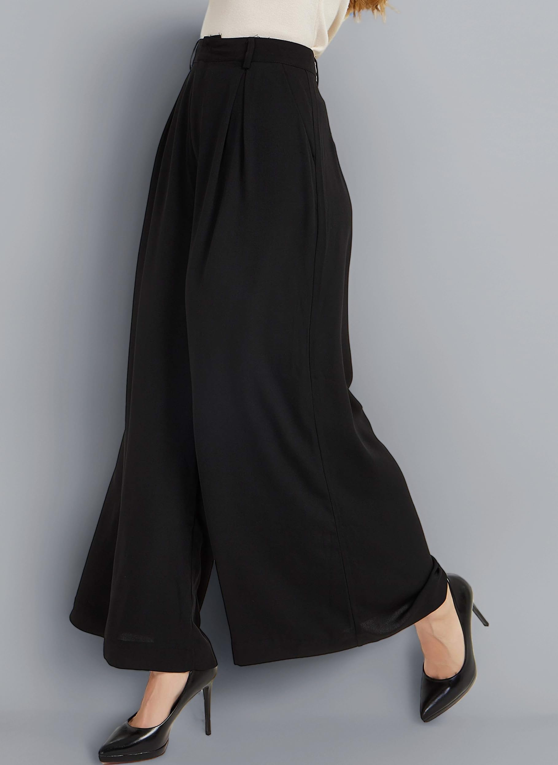 Women High Waist Casual Wide Leg Long Palazzo Pants Trousers Regular Size