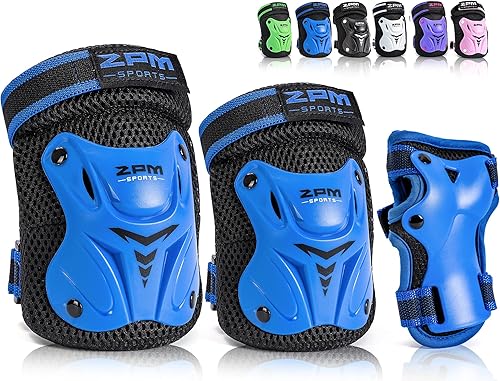 Miniatura 7 de 2PM SPORTS Rodilleras para niños, muñequeras y coderas con bolsa de cordón, juego de equipo de protección para niñas y niños, patinaje sobre ruedas,