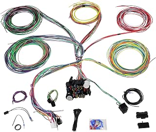 JY Performance Universal 21-Circuit Wiring Harness Kit w/ 17 Fuses - Extra Long Labeled Wires for GM Chevy Ford Hot Rods Mopar