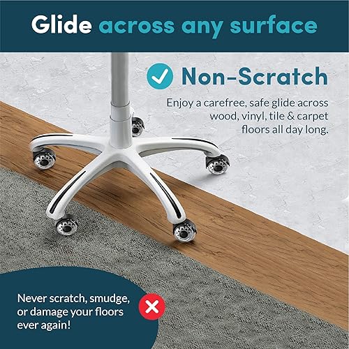 Miniatura 23 de Lifelong Ruedas de repuesto de goma para sillas de oficina, ruedas resistentes de 2 pulgadas para suelos de madera dura y alfombras, juego de 5,