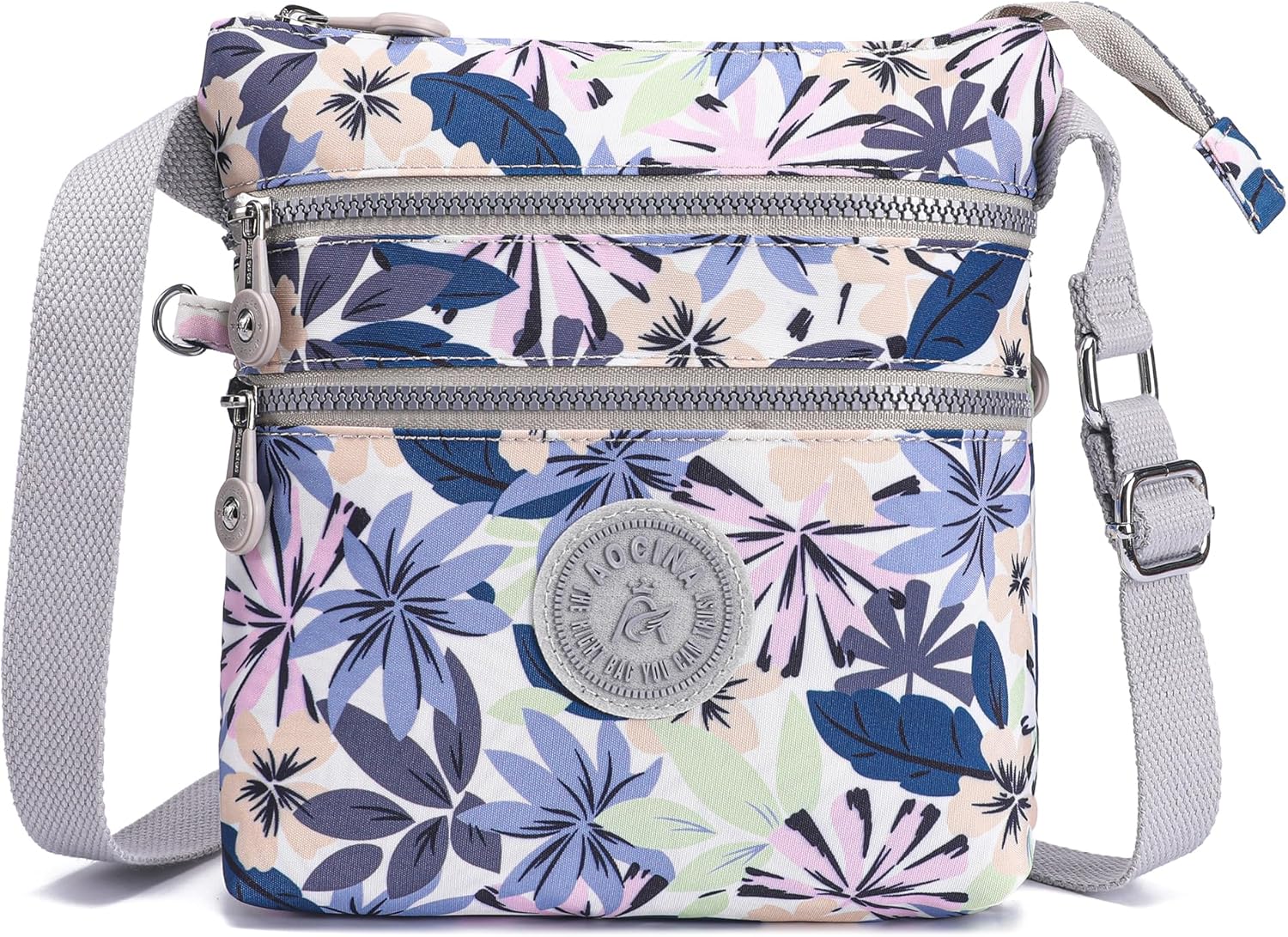 AOCINA Nylon Crossbody Bags for Women Multi Pocket Small Cross Body Purse Lightweight Travel Phone Purses Shoulder Handbags