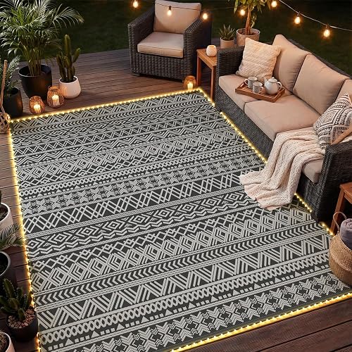 MontVoo 6x9 Outdoor Rug with LED Strip Lights (Boho)