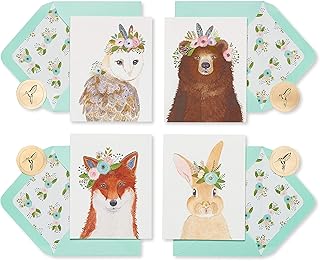 Papyrus Blank Cards with Envelopes, Woodland Animals (20-Count)