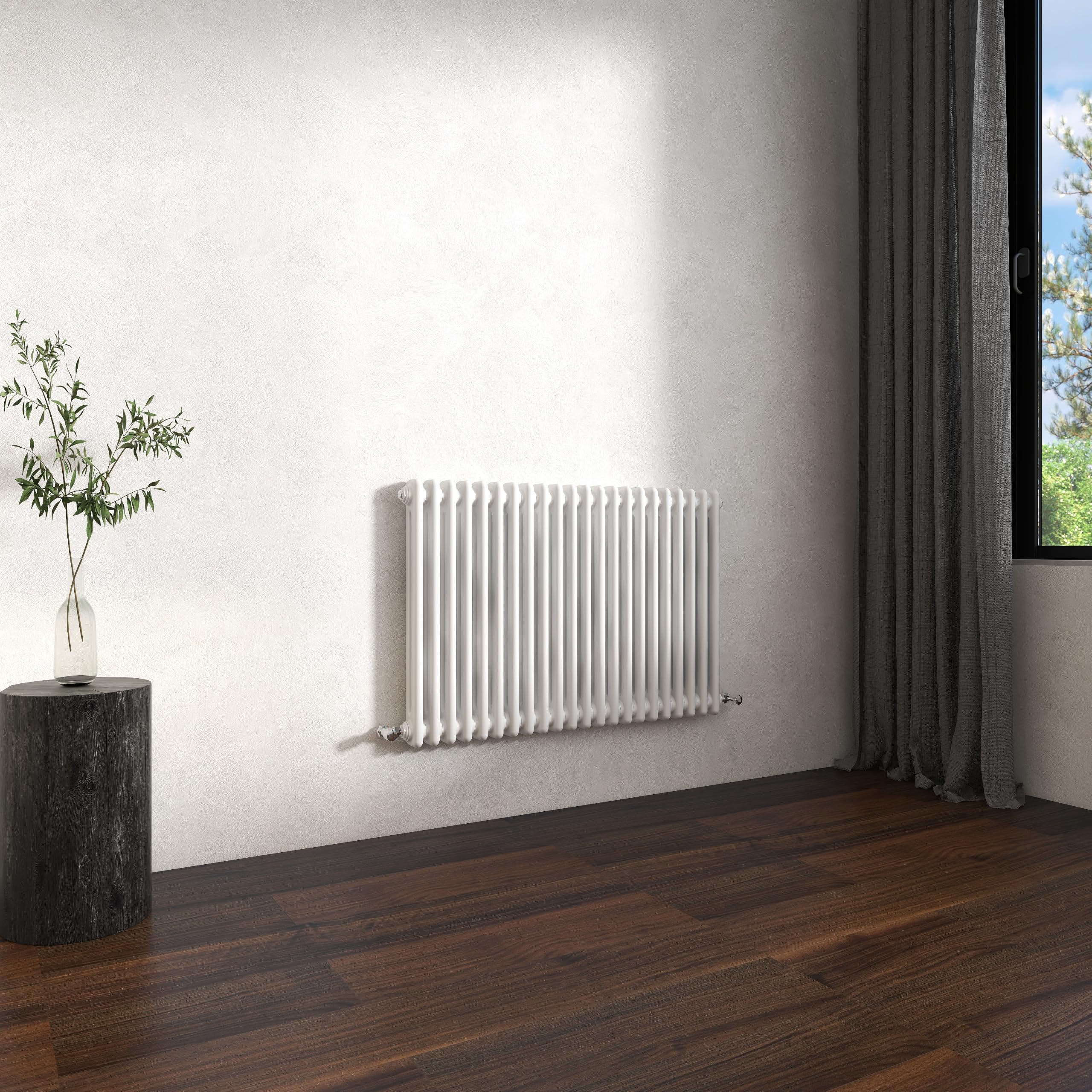 Traditional 2 Column Cast Iron Radiator 600x1010mm Horizontal Gloss White