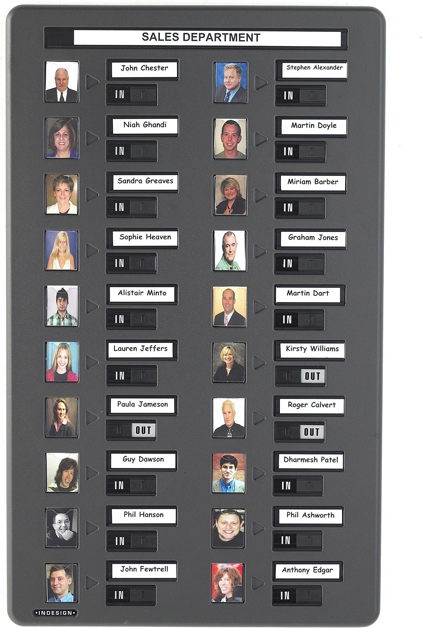 Office Staff-Photo-In-Out-Attendance-Fire-Drill-Muster-Board-Space-For-20-Names