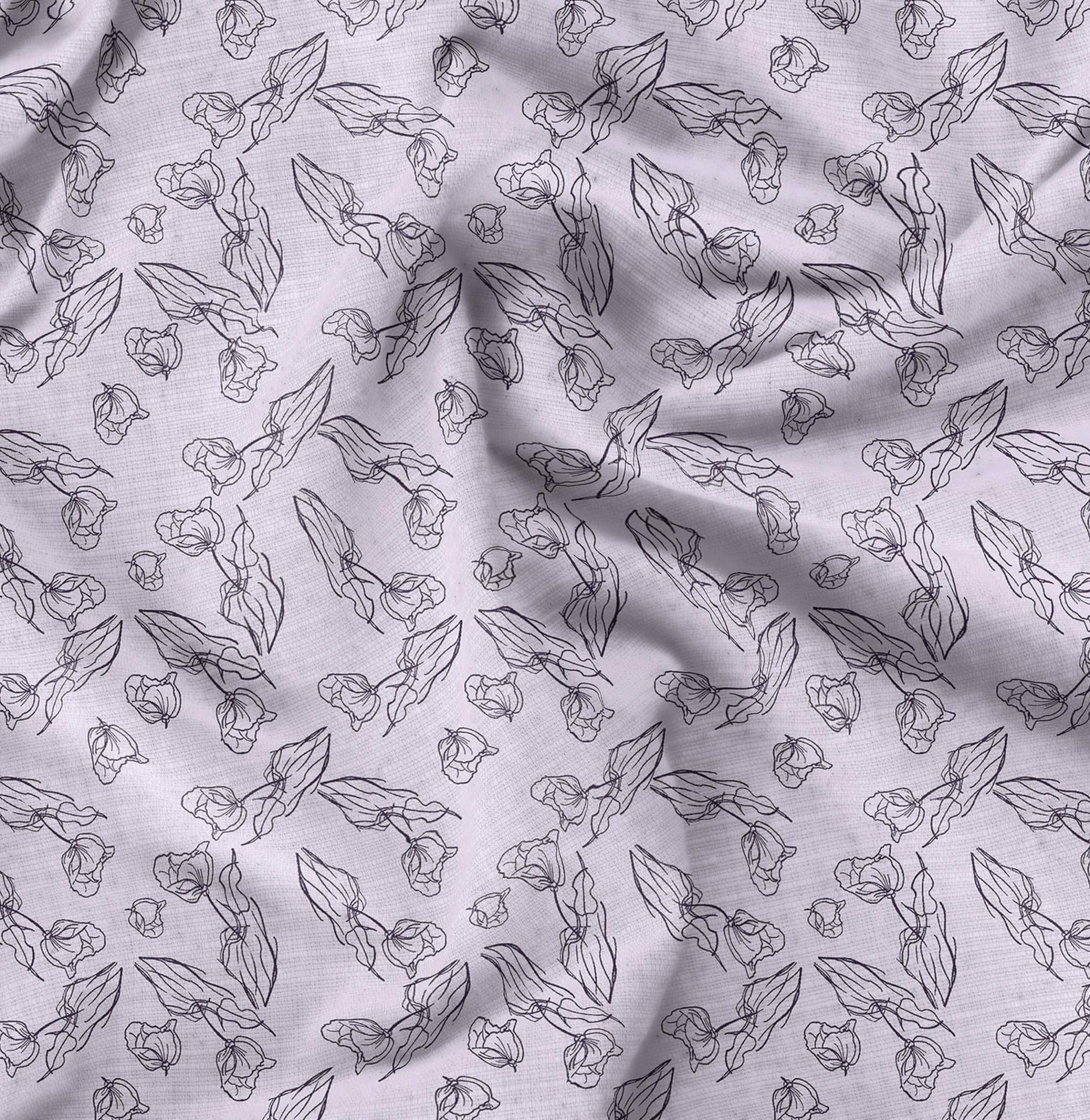 Soimoi Florals Print - Purple, Canvas Fabric Material - 56 Inch Wide, 1 Metre, Unstitched Fabric for Upholstery, Bags, Workwear and Outdoor Gear.