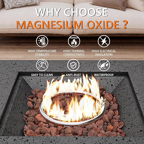 Miniatura 5 de COSIEST Mesa de centro para fogata de propano para exteriores, base cuadrada de óxido de magnesio de 28 pulgadas, calentador de patio con quemador