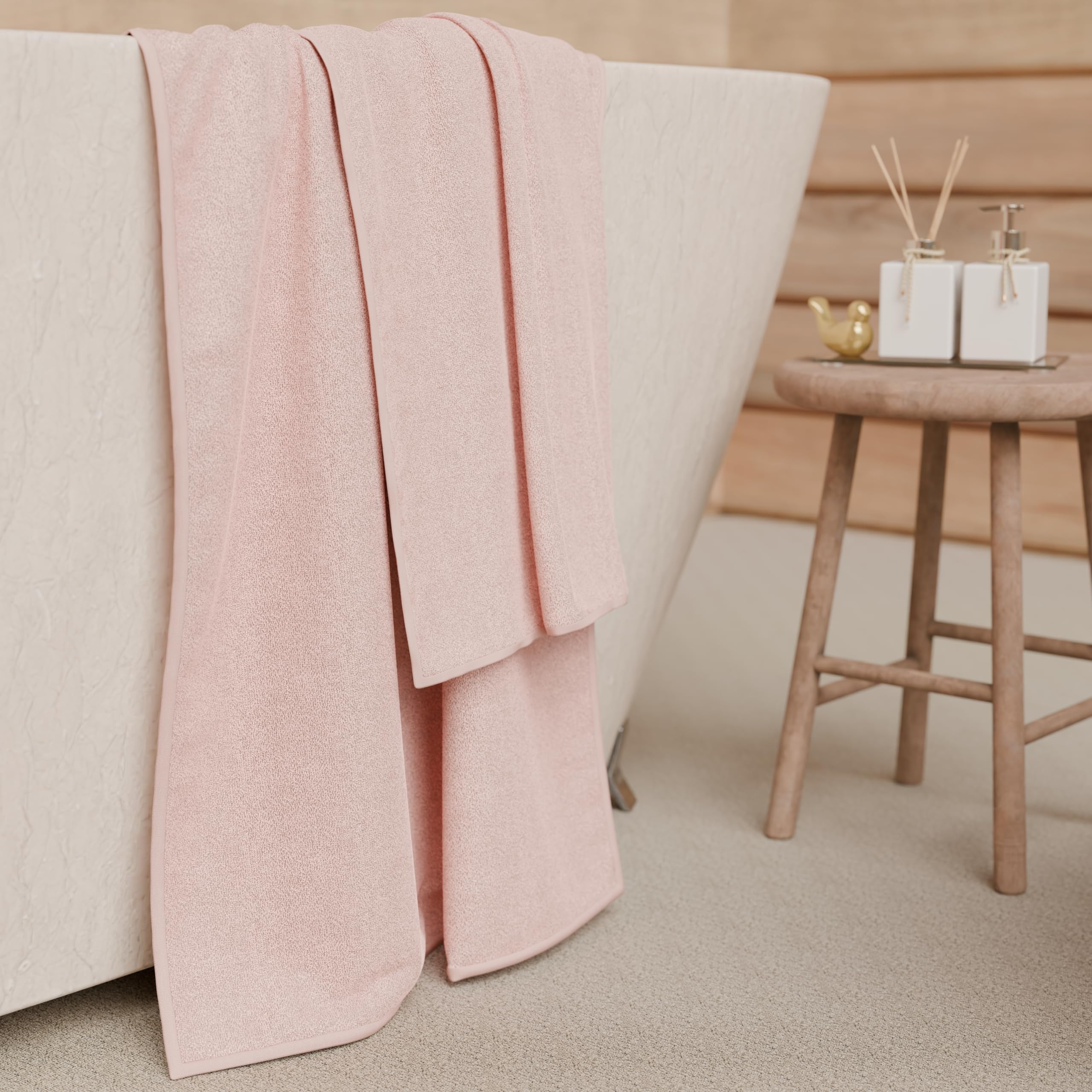 PETTI Artigiani Italiani - 100% Cotton Terry Bath Towels, 2+2 Towel Set, 4 Pieces 2 Face Towels and 2 Hand Towels, Pink Towels - Image 3