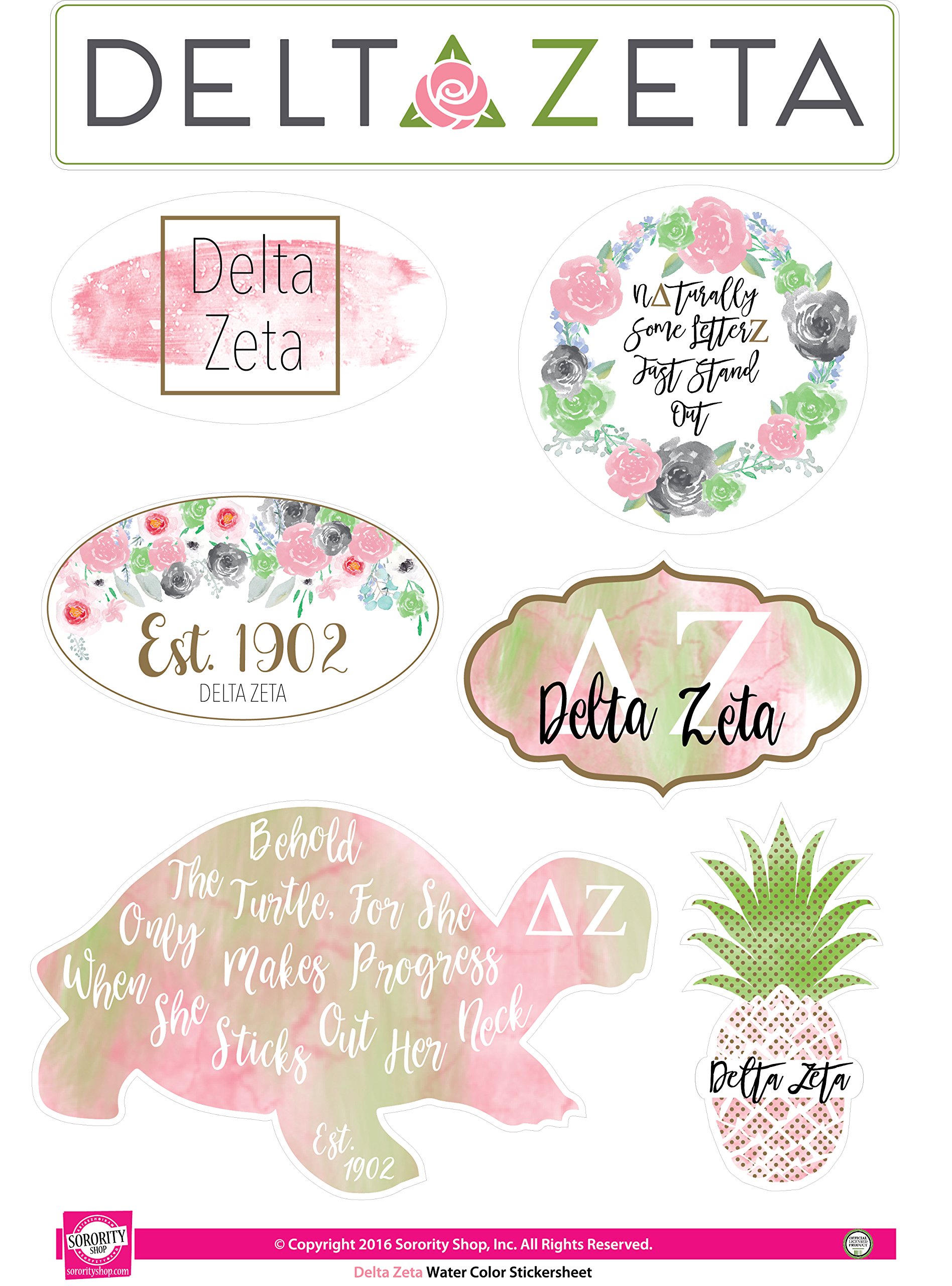 Sorority ShopDelta Zeta - Sticker Sheet - Watercolor Theme