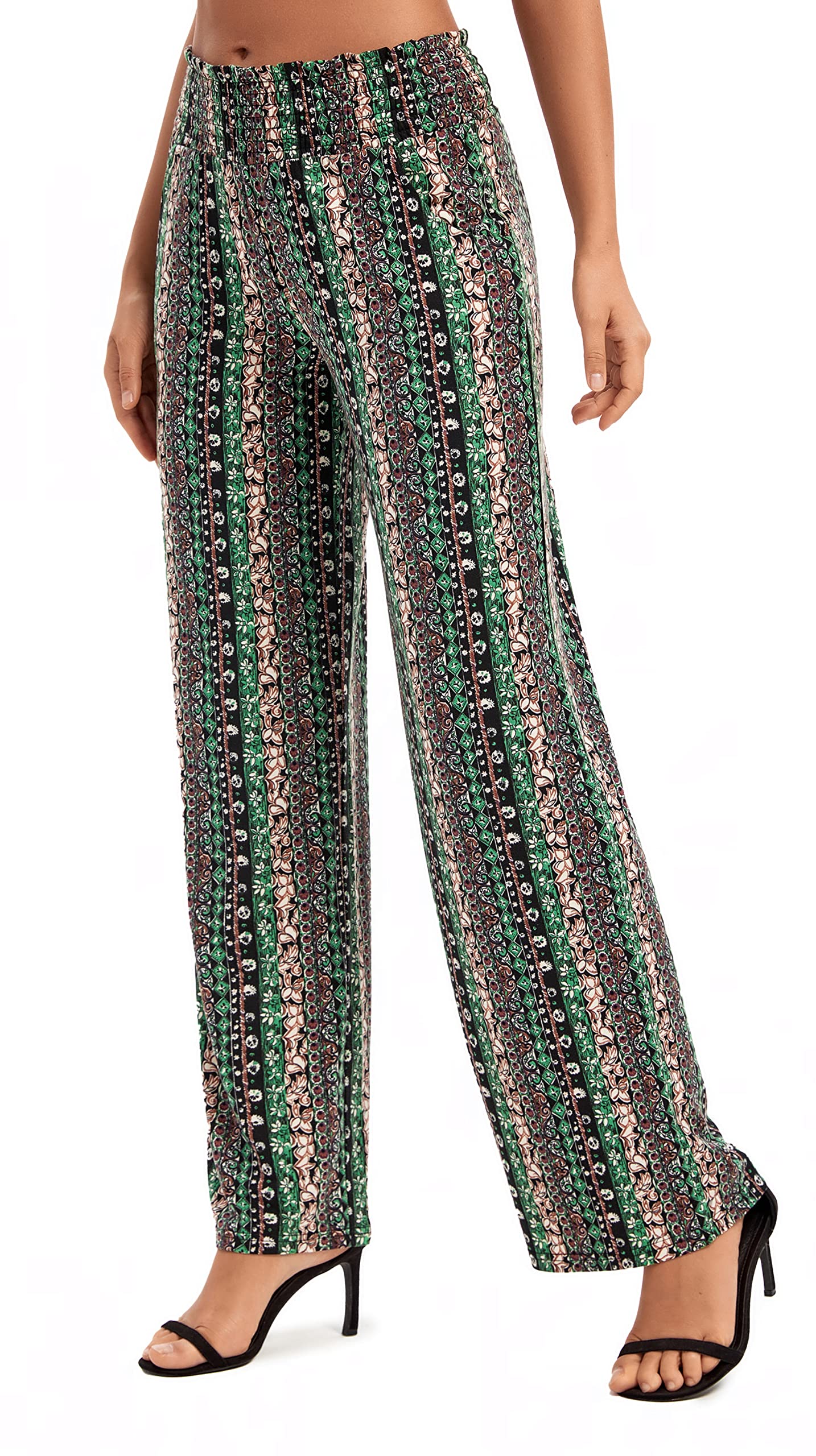 EXCHIC Mujer Cintura Elástica Boho Pantalones Haram Playa Casual Hippie Pantalón con Bolsillos