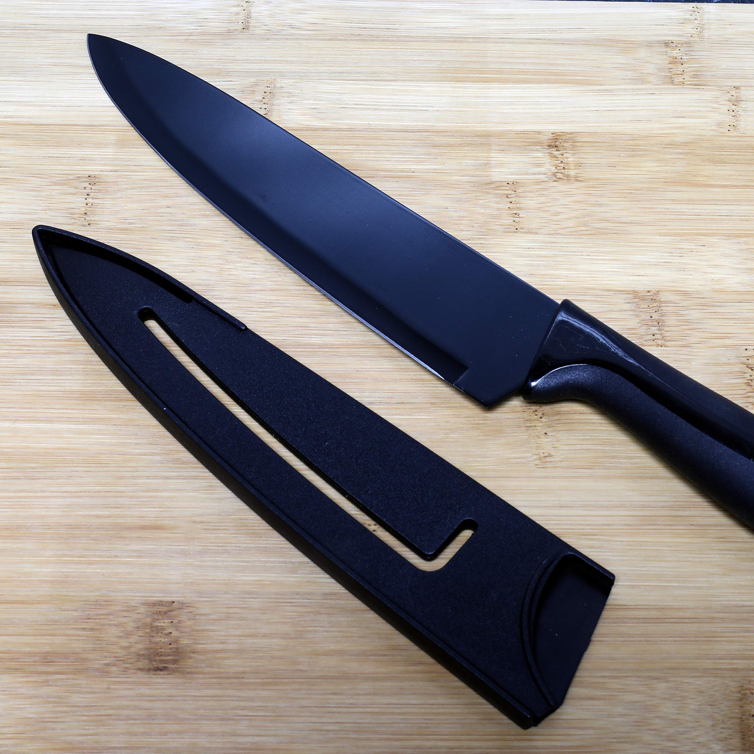 Chef Craft Premium Chef Knife with Sheath, 8 inch blade 13.5 inches in length, Black — Amazon image 2