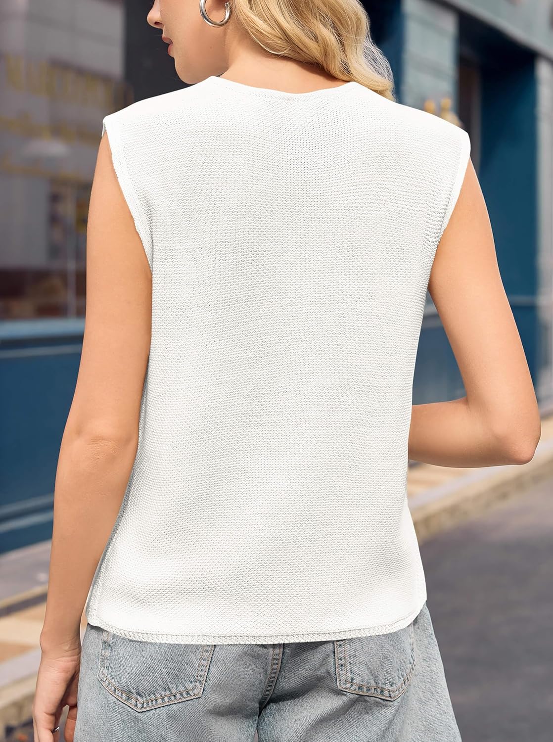 Yousify Women’s Tie Front Sweater Vest 2025 Sleeveless Crochet Knit Summer Y2K Going Out Tops - Image 4