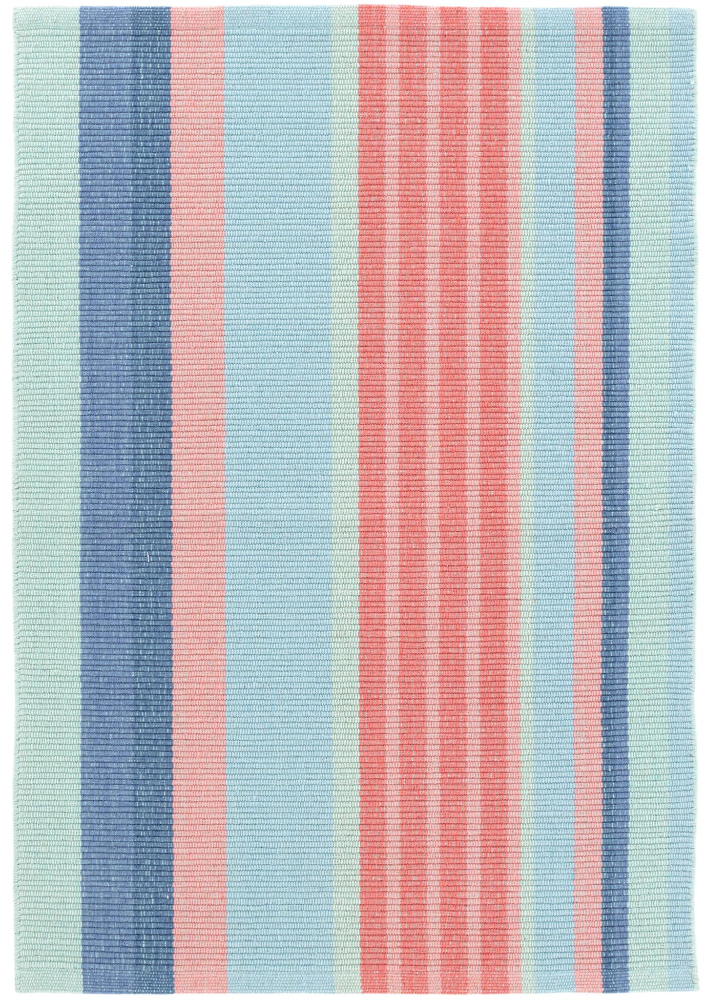 Dash and Albert Aruba Stripe Handwoven Cotton Rug, 2 X 3 Feet, Pink/Blue Stripe Pattern - Premium Luxury Hotel Quality Soft Breathable Hypoallergenic