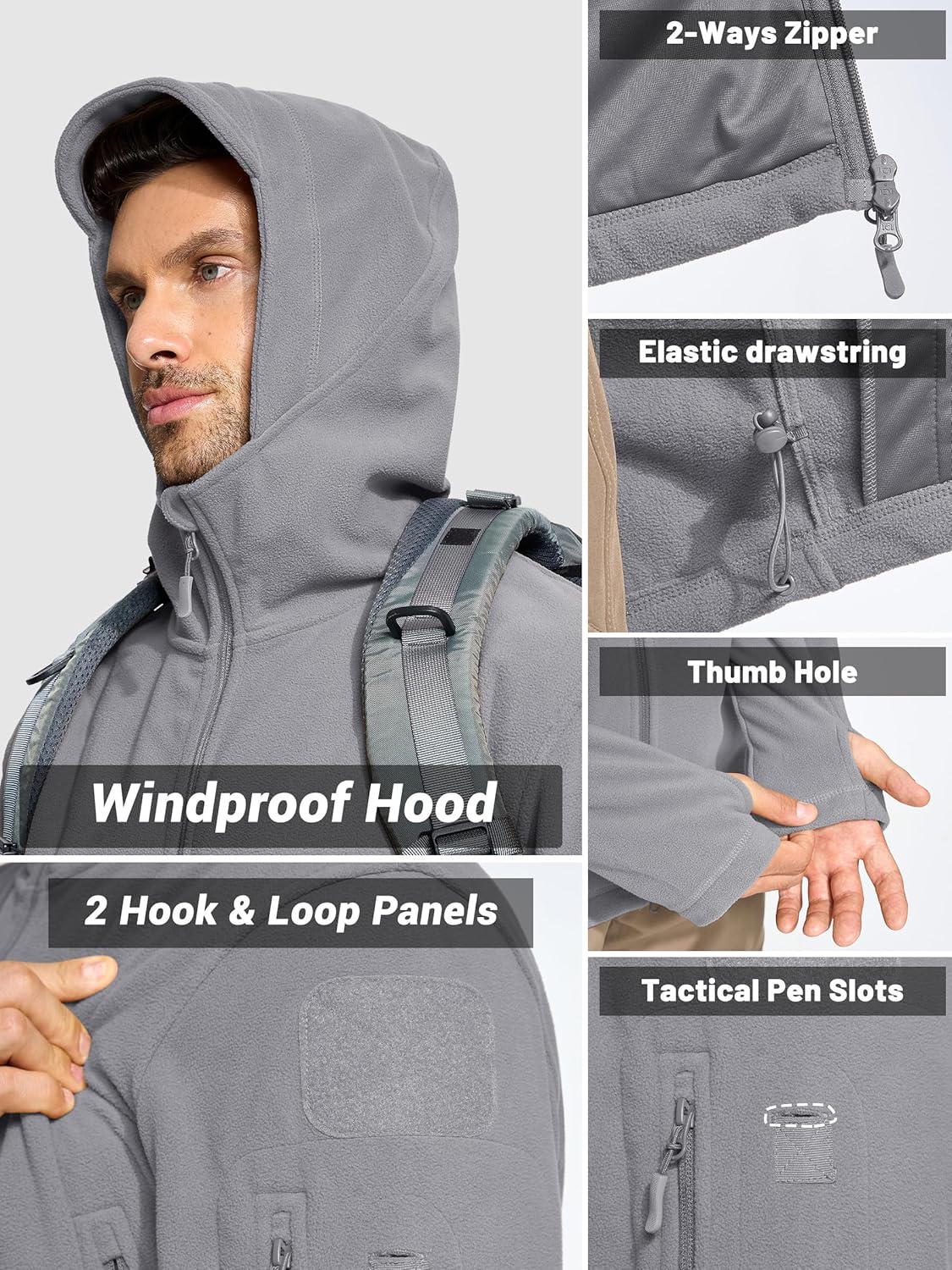 TACVASEN Tactical Jacket for Men Fleece Jackets Full Zip Military Hoodies Windproof Warm Winter Coat Outdoor Hunting - Image 6