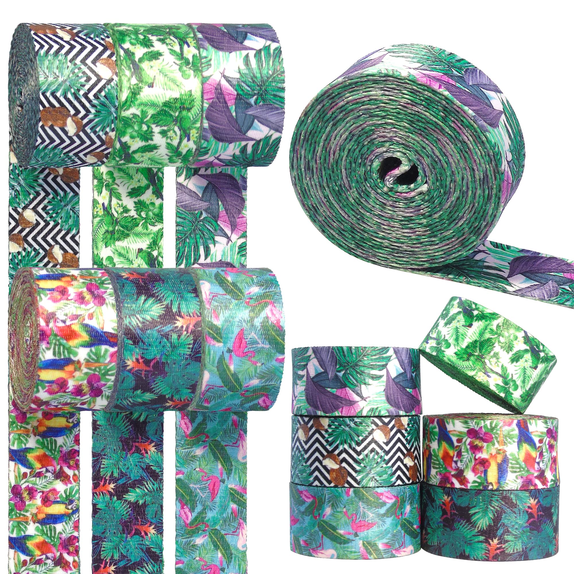 Grosun 6 Rolls 1.5 inch Summer Theme Nylon Webbing Belt Webbing Straps Purse Straps Backpack Straps Nylon Belt in Thermal Transfer Patterns for