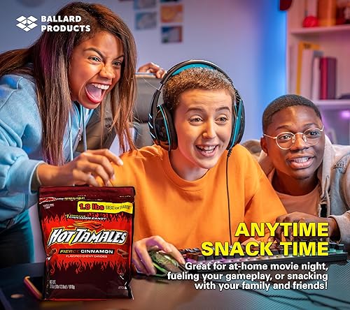 Miniatura 3 de Hot Tamales - Paquete de 2 bolsas de caramelos masticables de canela  1.8 libras cada una  Paquete de dulces a granel de canela picante  Paquete con