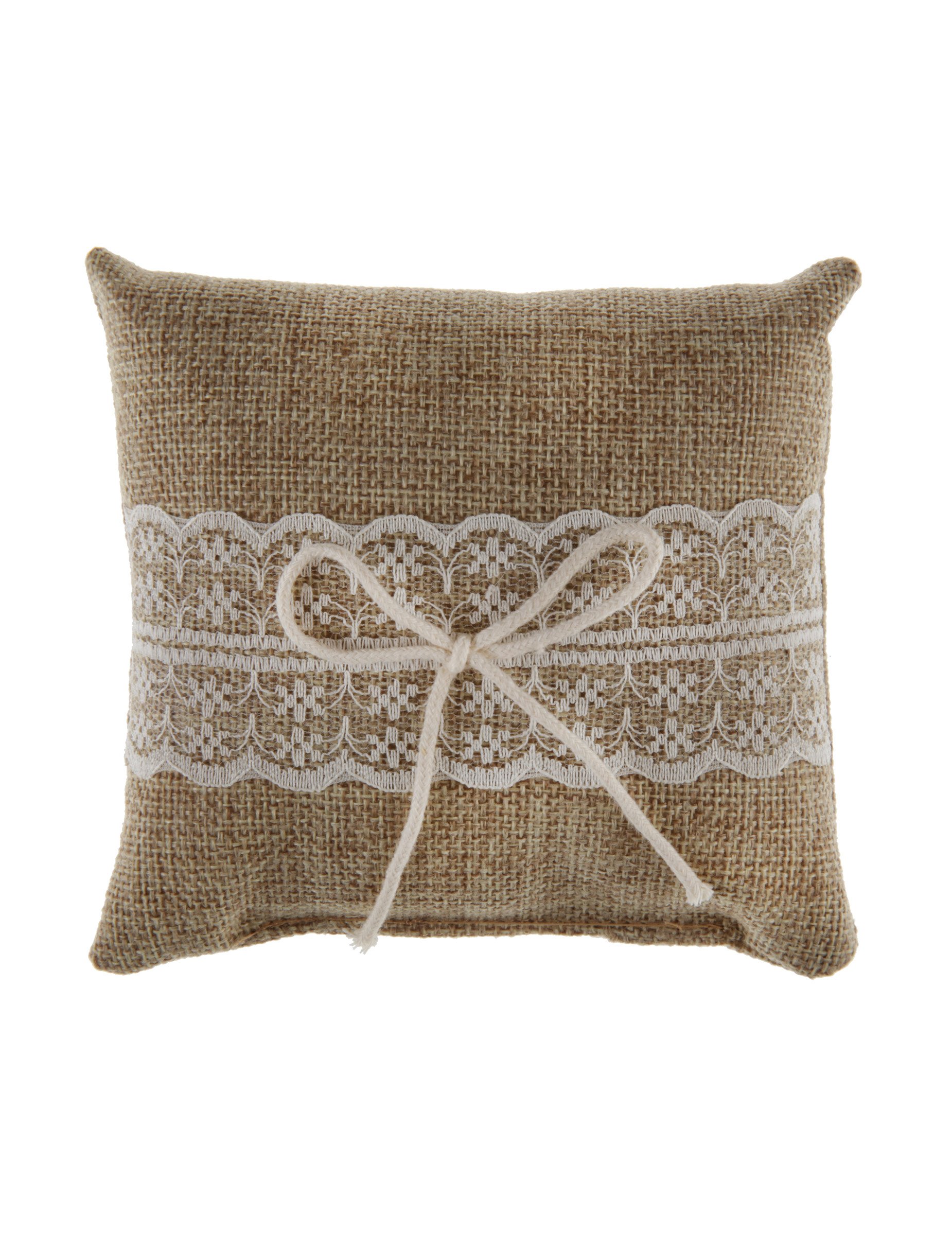 SantexDige International Jute and Lace Wedding Ring Cushion 12 cm