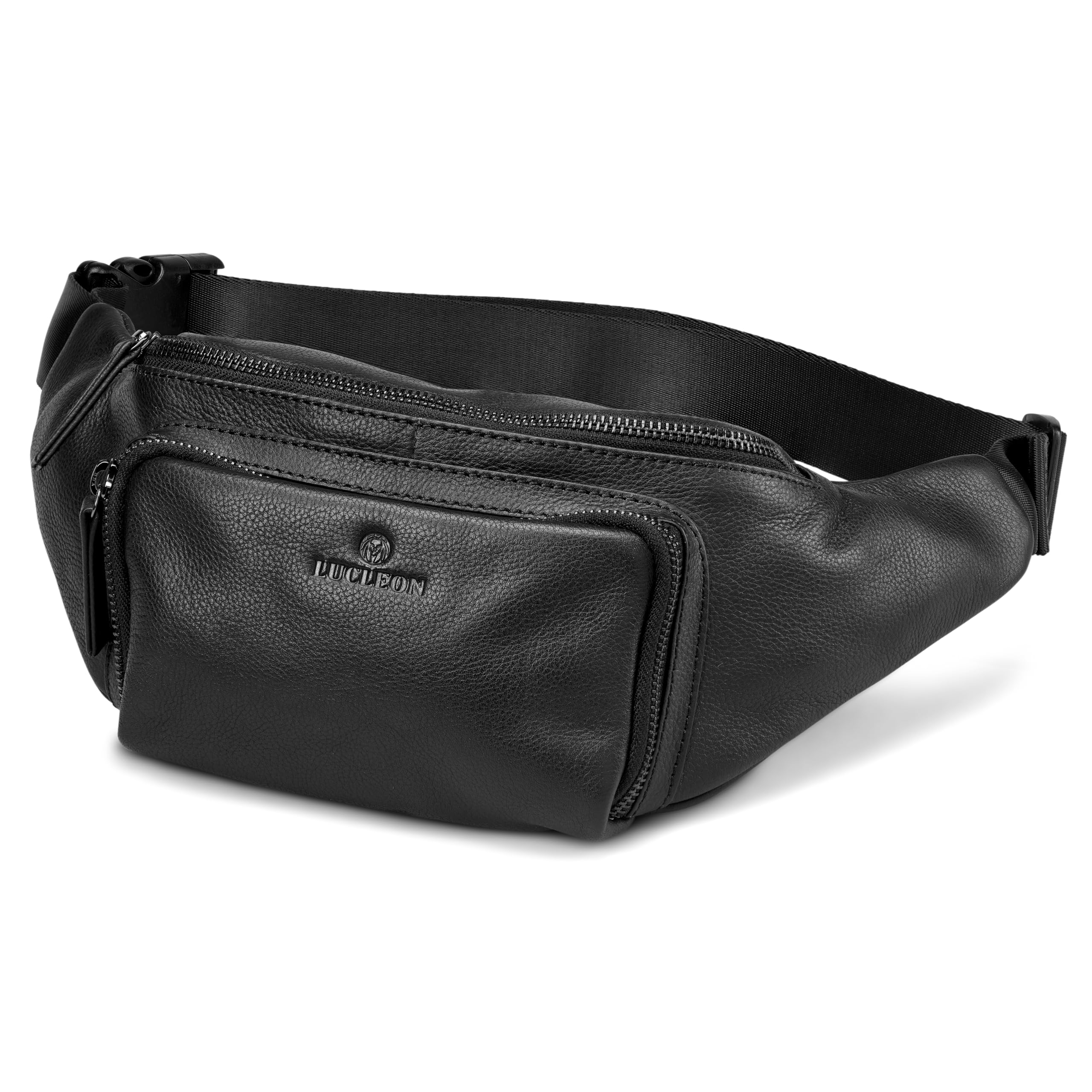 Lucleon by Trendhim | Bauchtasche für Herren aus Schwarzem Vollrindsleder | Anilin-Finish & Baumwollfutter | Gürteltasche im Dänischen Design für Alltag & Reise