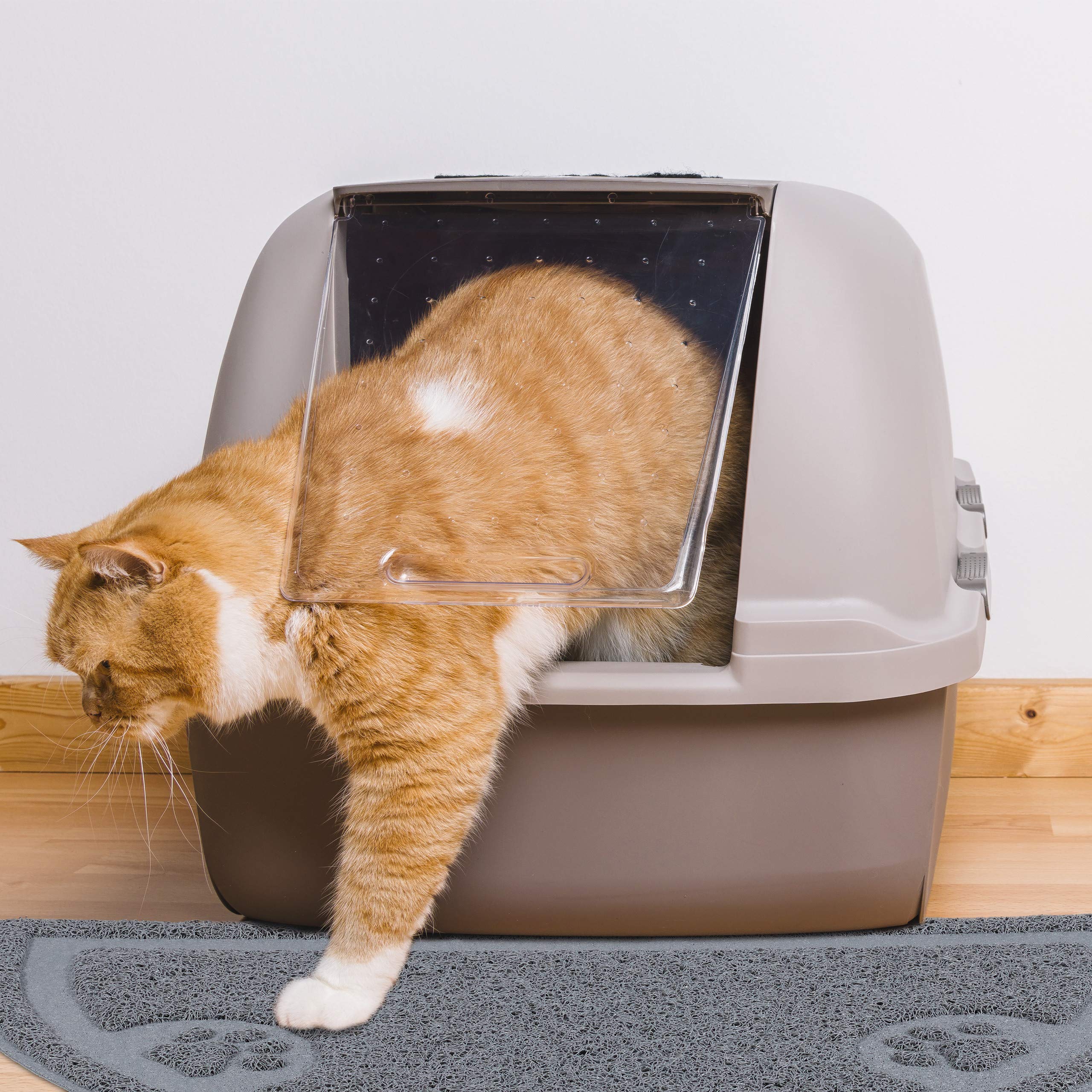 Relaxdays Tappetino Sottociotola, per Cani e Gatti, Antiscivolo e Impermeabile, sotto Lettiera in PVC, 40x59 cm, Grigio